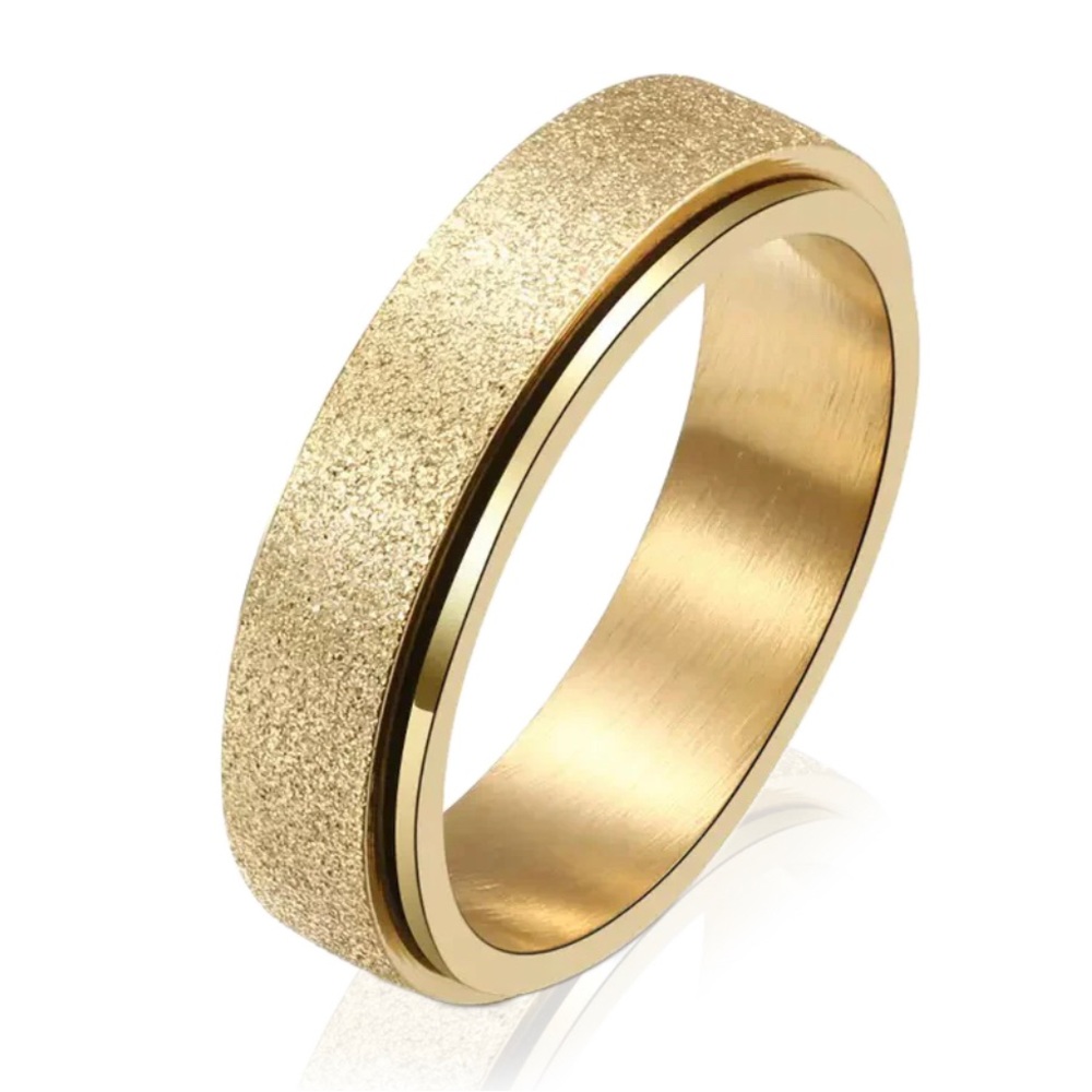 Pretty Sparkling Gold Toned Glitter Spinning Fidget Ring